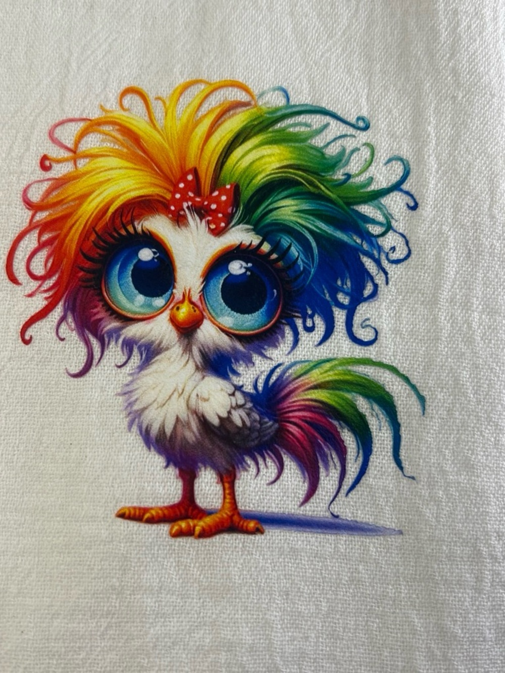 Rainbow Rooster Kitchen Towel Colorful Rooster Decorative Dish Towel